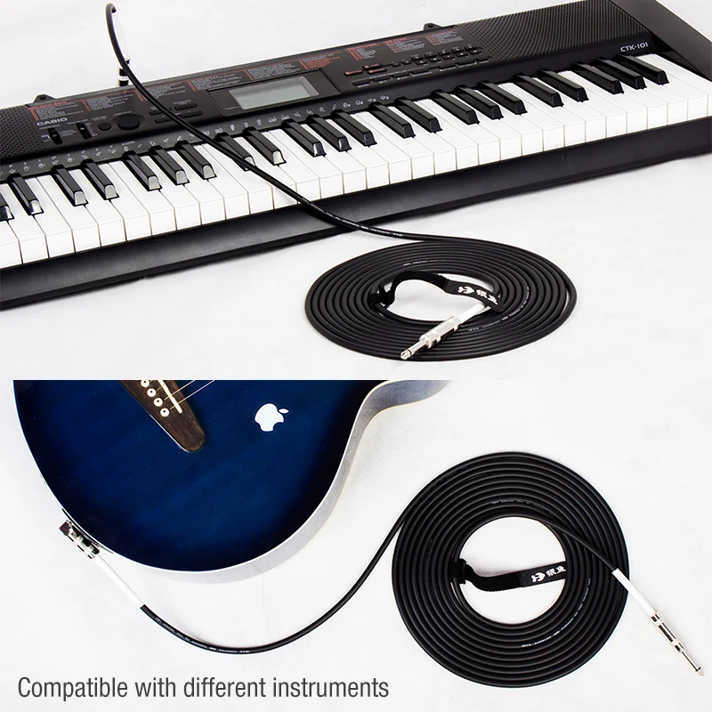 DDP 10FT 3M right angle 24AWG 6.35mm 1/4 Inch instrument cable guitar for Electric Guitar Keyboard