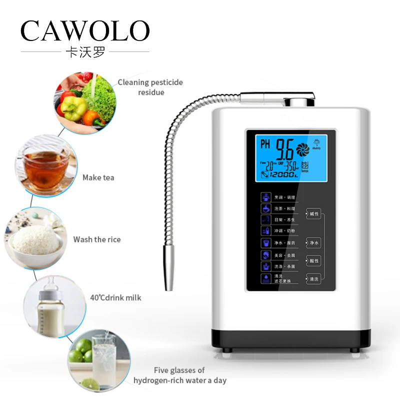 Cawolo 5/7 plates alkaline water ionizer machine hotel kangen water machine free spare parts drop shipping