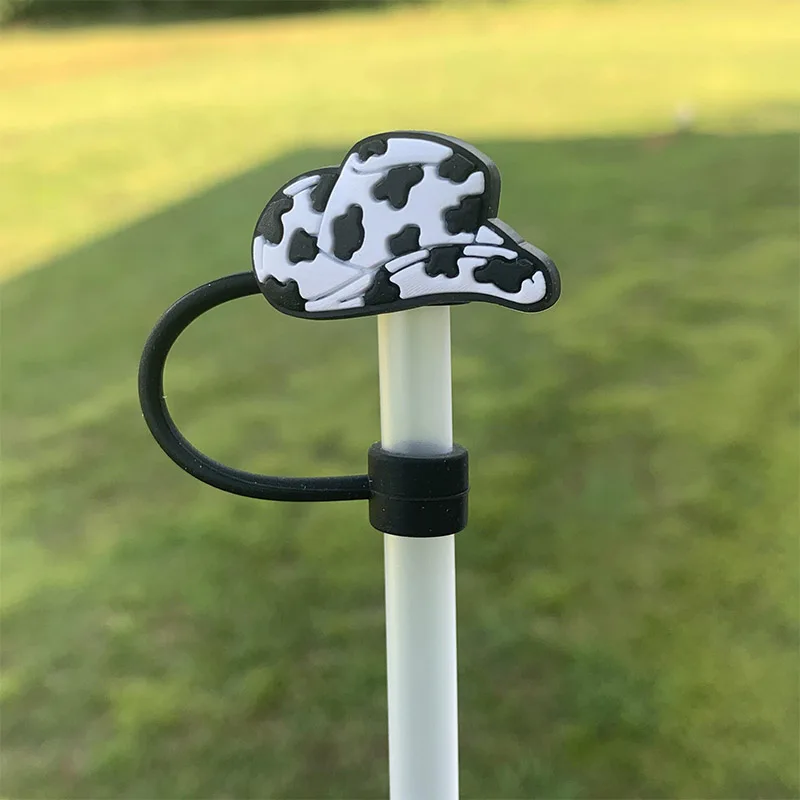 Custom 8mm Silicon Straw Topper New Leopard Print Letter Glow In The Dark Straw Topper Cover Charms Faith Straw Toppers