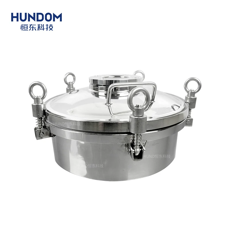 Stainless steel food grade manhole cover manway with sight glass top see sight manhole cover