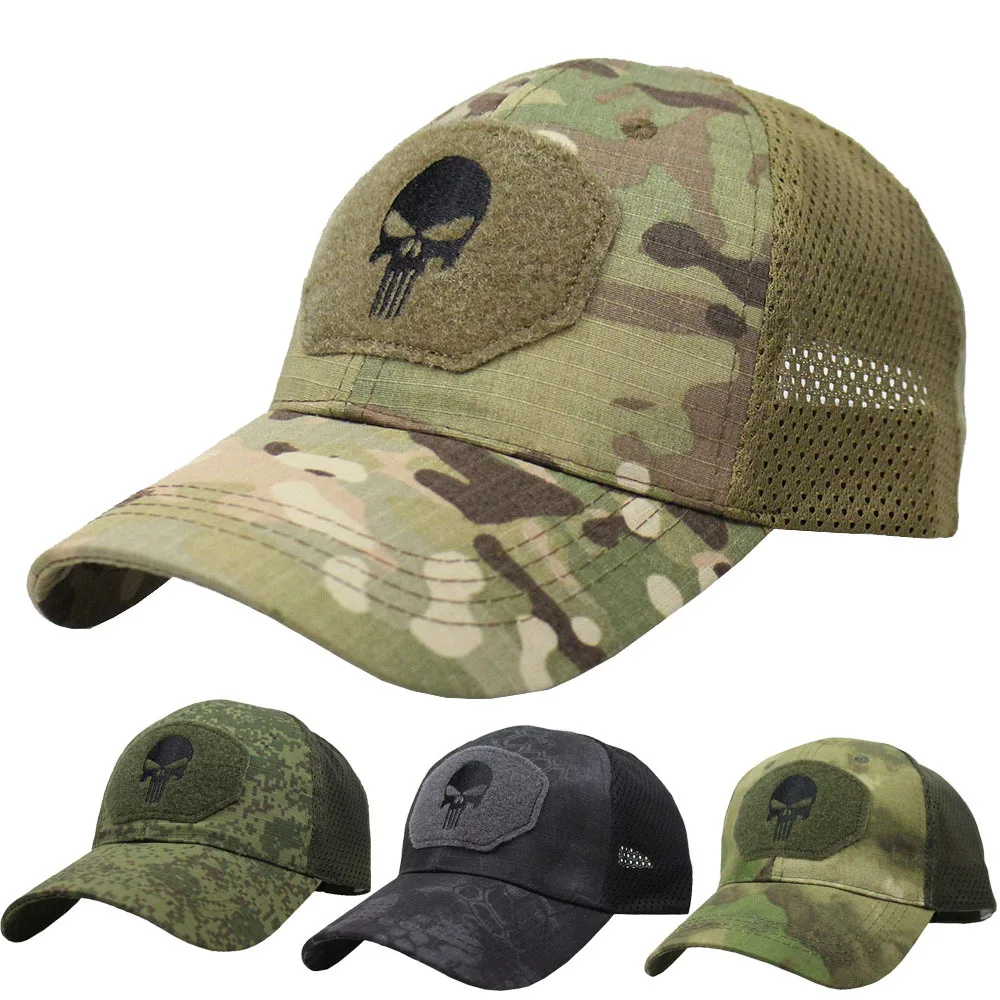 Wholesale Factory In Bulk Stock Adjustable Outdoor Cotton Jungle hat Skull Cap Camouflage Baseball cap Camo