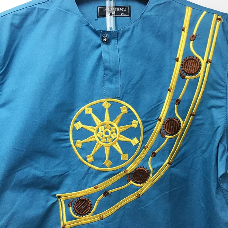 Bulk Name Brand  African Fall Dashiki T Shirts Ethnic Style O Neck Tops Traditional Mens African Clothing Dress For Men