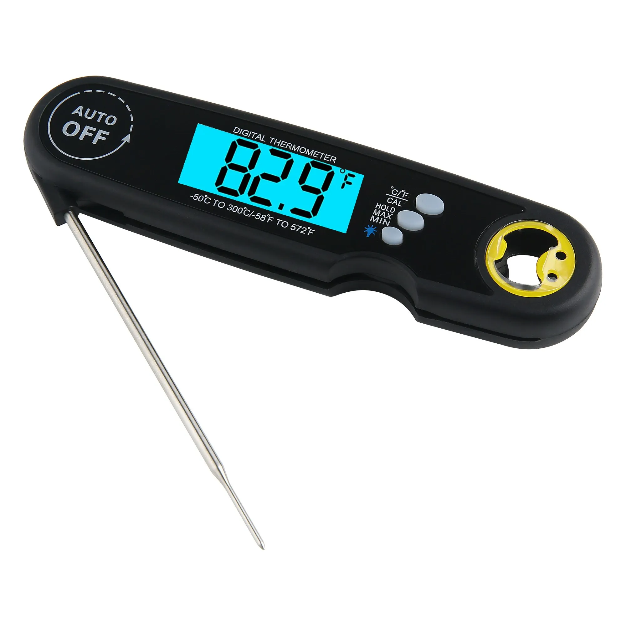 Instant Read Meat Thermometer for Grill and Cooking, with Bottle Opener, Backlight & Calibration