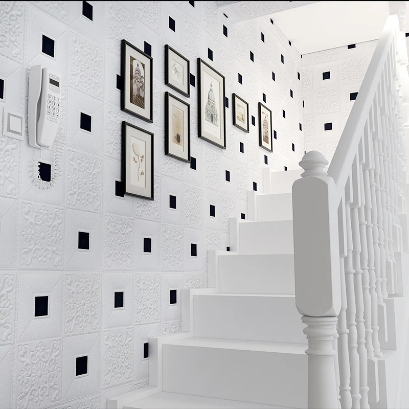 New design foam wall stickers 3d ceiling wallpaper 3d mural wallpaper modern