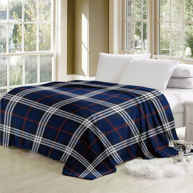 400 gsm fabric super soft fleece flannel printed luxury double  sided  match color  binding   blanket