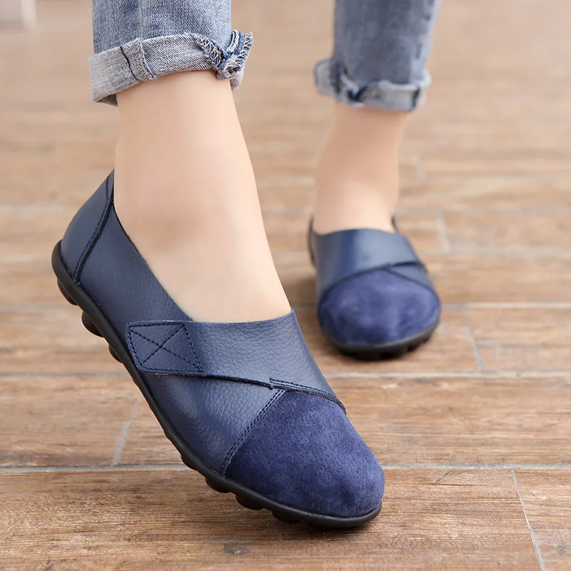 Woman's Flats Loafers Shoes Soft Genuine Leather Casual Big Size 35-44 Mocassin Boat for Women