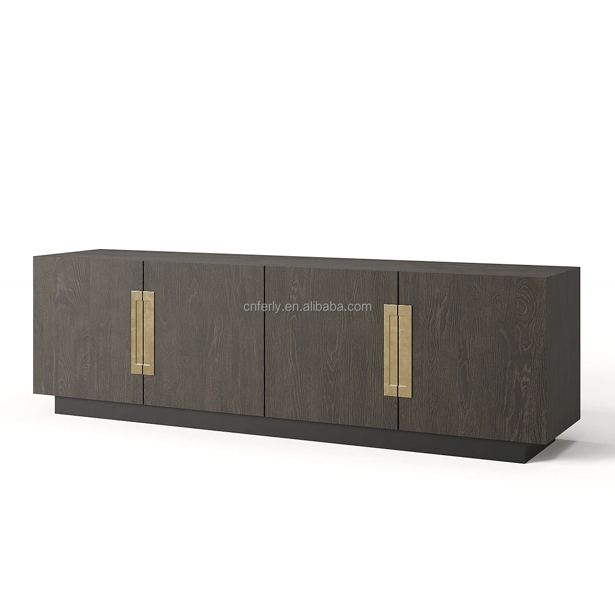 Home Furniture Living Room Furniture Hand-cast Metal Hardware White Hall Wood Panel 4-door Media Console TV Stands