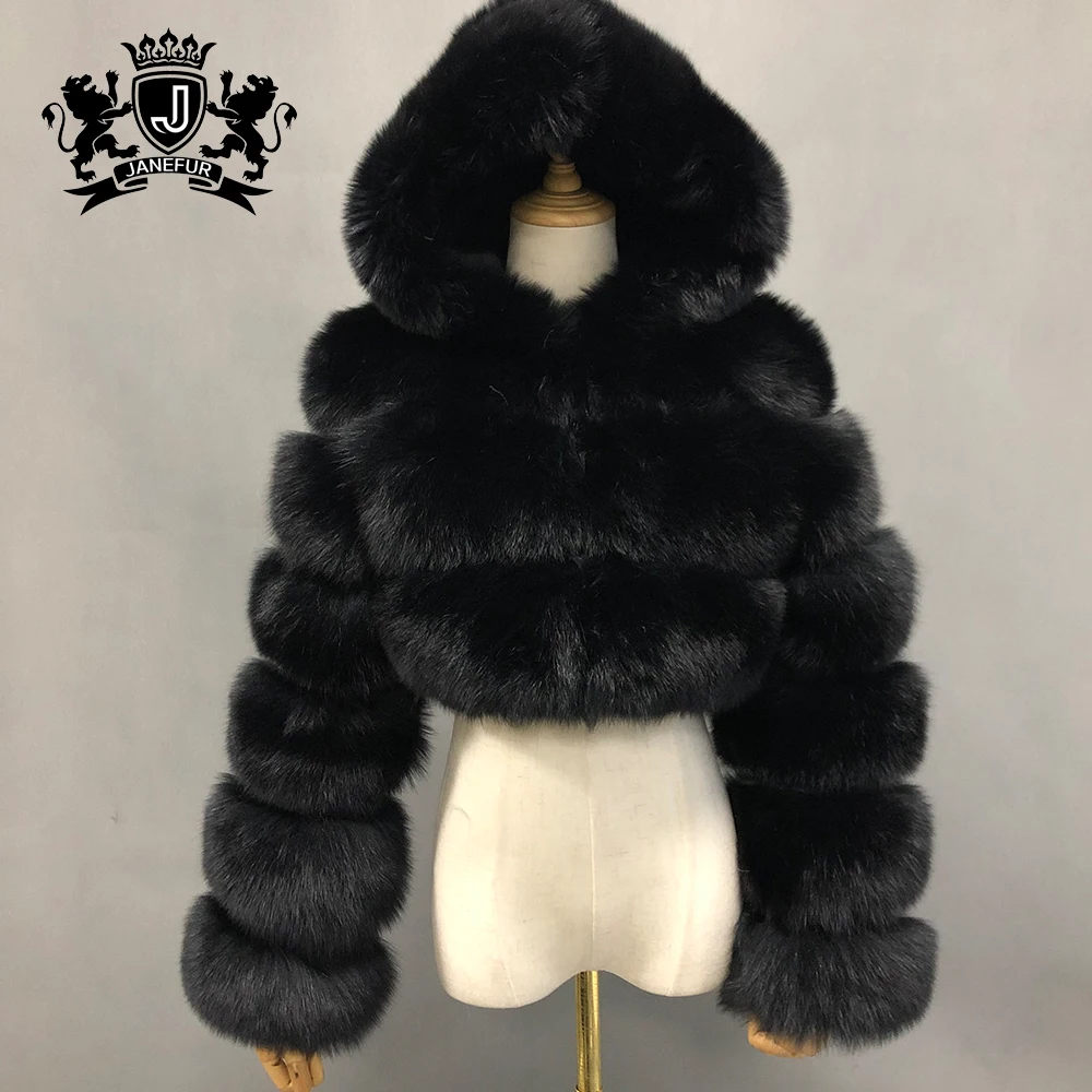 New Design Long Sleeve Fur Coat Ladies Midriff Short Real Fox Fur Coat Fancy Short Coat