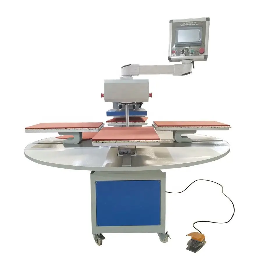 50*70 cm Pneumatic Automatic Heat Press Machine Logo Printing T-Shirt Industrial 4 Heads Station Textile and Garments Machinery