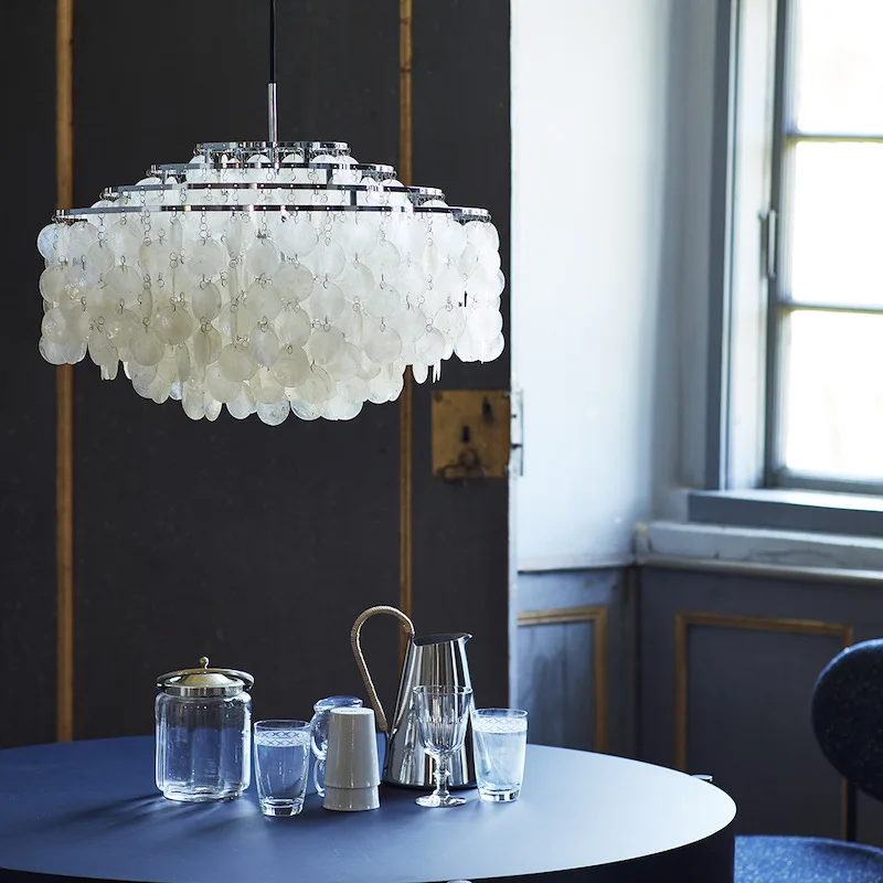 Modern Minimalist Natural Seashell Chandelier French Living Room Lustre  Dining Room Bedroom Light Creative Design Pendant Light