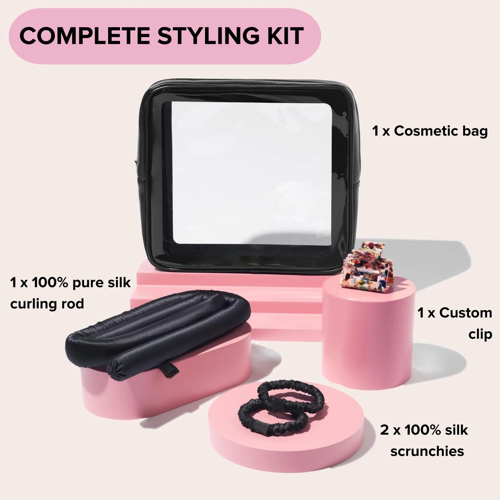 Private Label Pink No Heat Headband 100% Luxurious Silk Hair Curler Sleep Curling Rod Heatless Curler