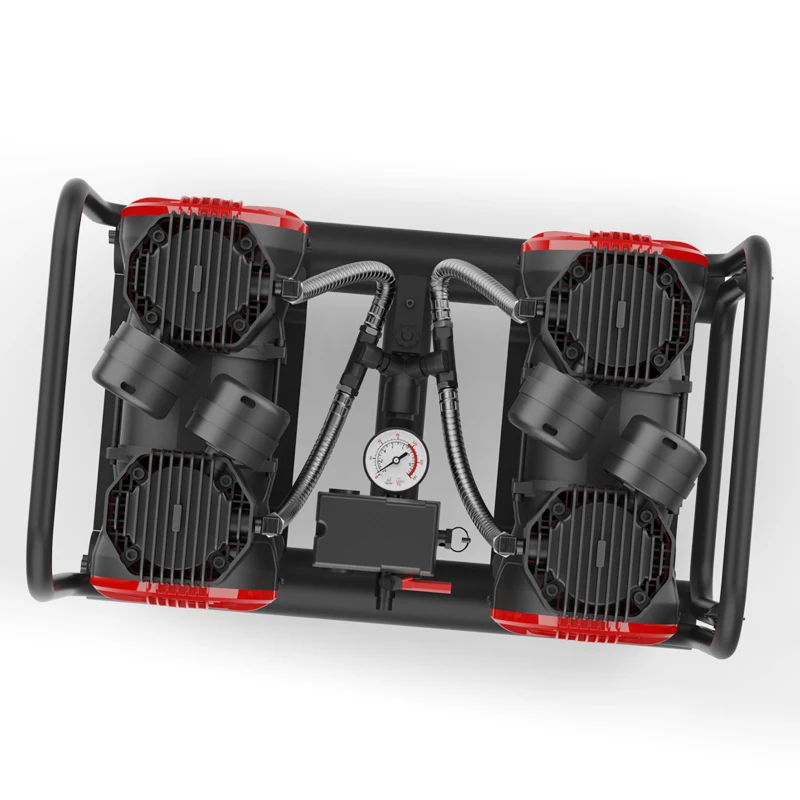 China oil free low noise 2 cylinder 1450W*2 2L oilfree quiet air compressor