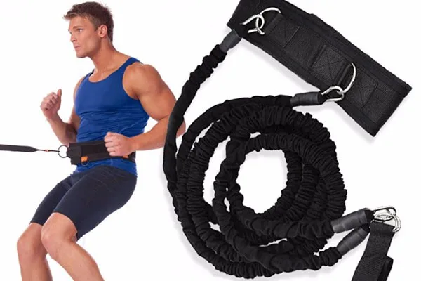 Nylon sleeve covered Resistance bands set with Shoulder Harness assistant belt athletes running jumping
