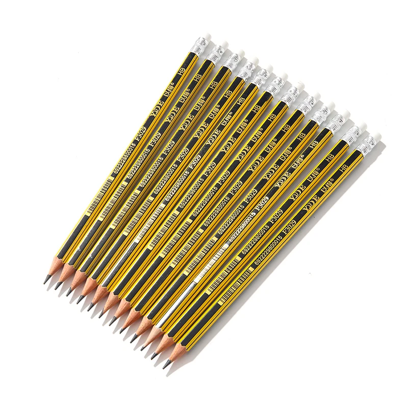 Hexagonal HB Pencil With Eraser Basswood Yellow Barrel Office Use Pencil