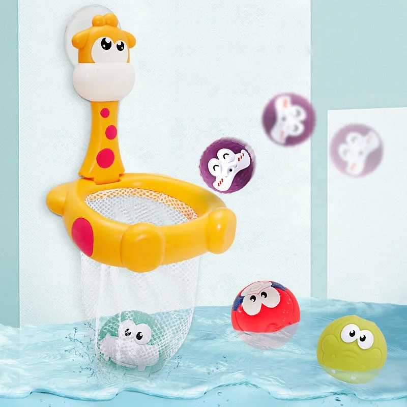 New Baby giraffe fishing and playing in water toy spray water basket toy baby bath and bath toy