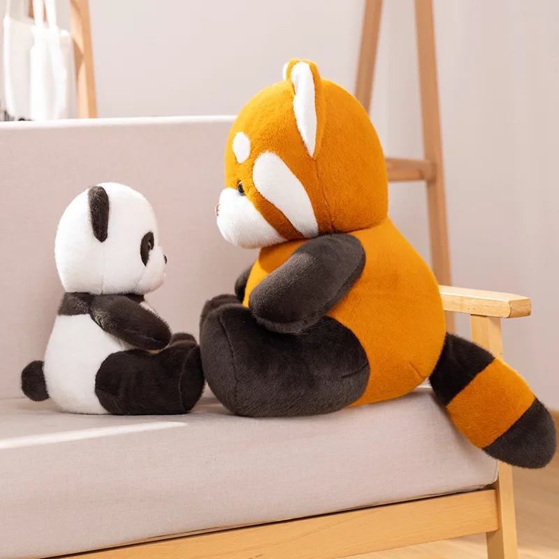 Adorable pet Animal Plush toys sitting position Stuffed Panda raccoon toys Custom super cute animal Plush dolls for kids gifts
