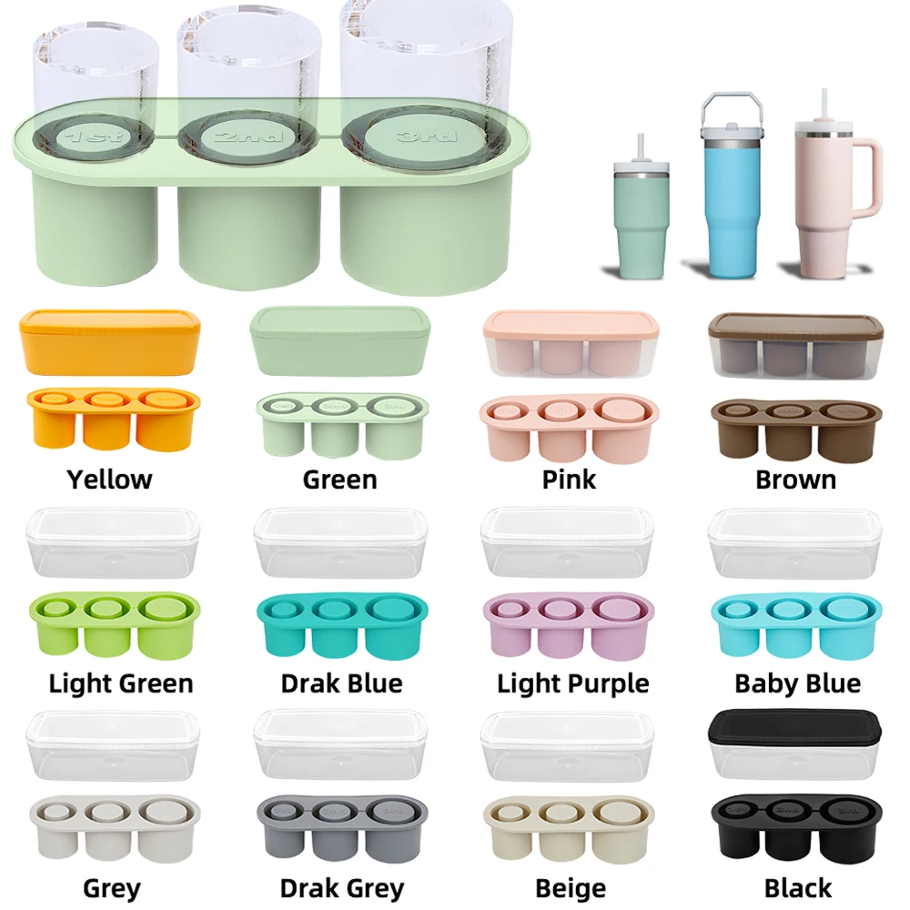 Exclusive Patent Food Grade Custom Slow Melting Silicone Large Round Ice Cube Molds Trays Set For Stanley Cup Accessories