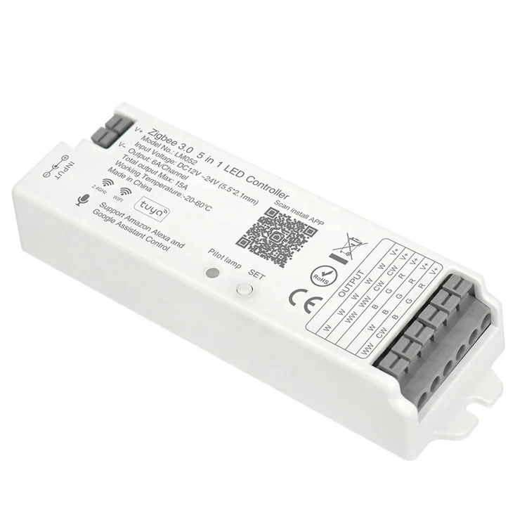 5-в-1 регулятор яркости Zigbee3.0 RGBCCT RGBW WWCW совместимый с умными вещами светодиодный контроллер для умного дома Tuya светодиодной