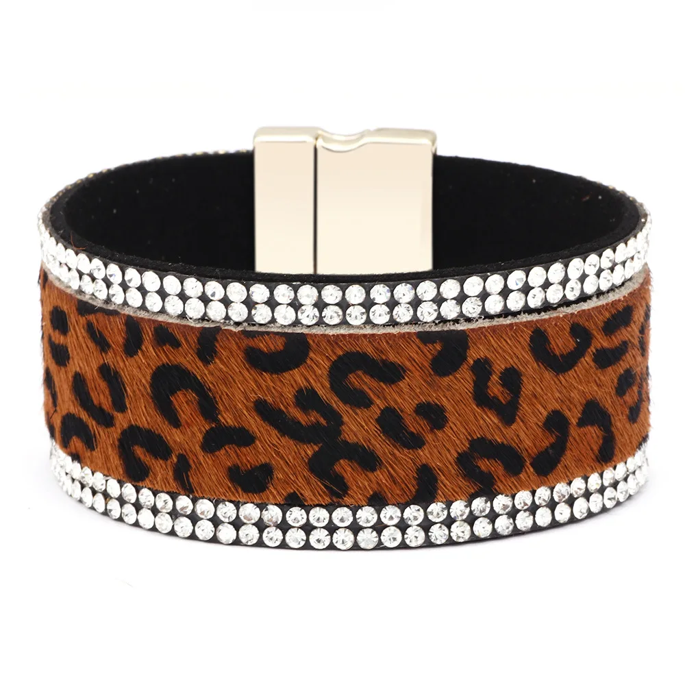 
Fashionable Ladies leopard print horse hair magnetic clasp bracelet Korean creative bracelet 