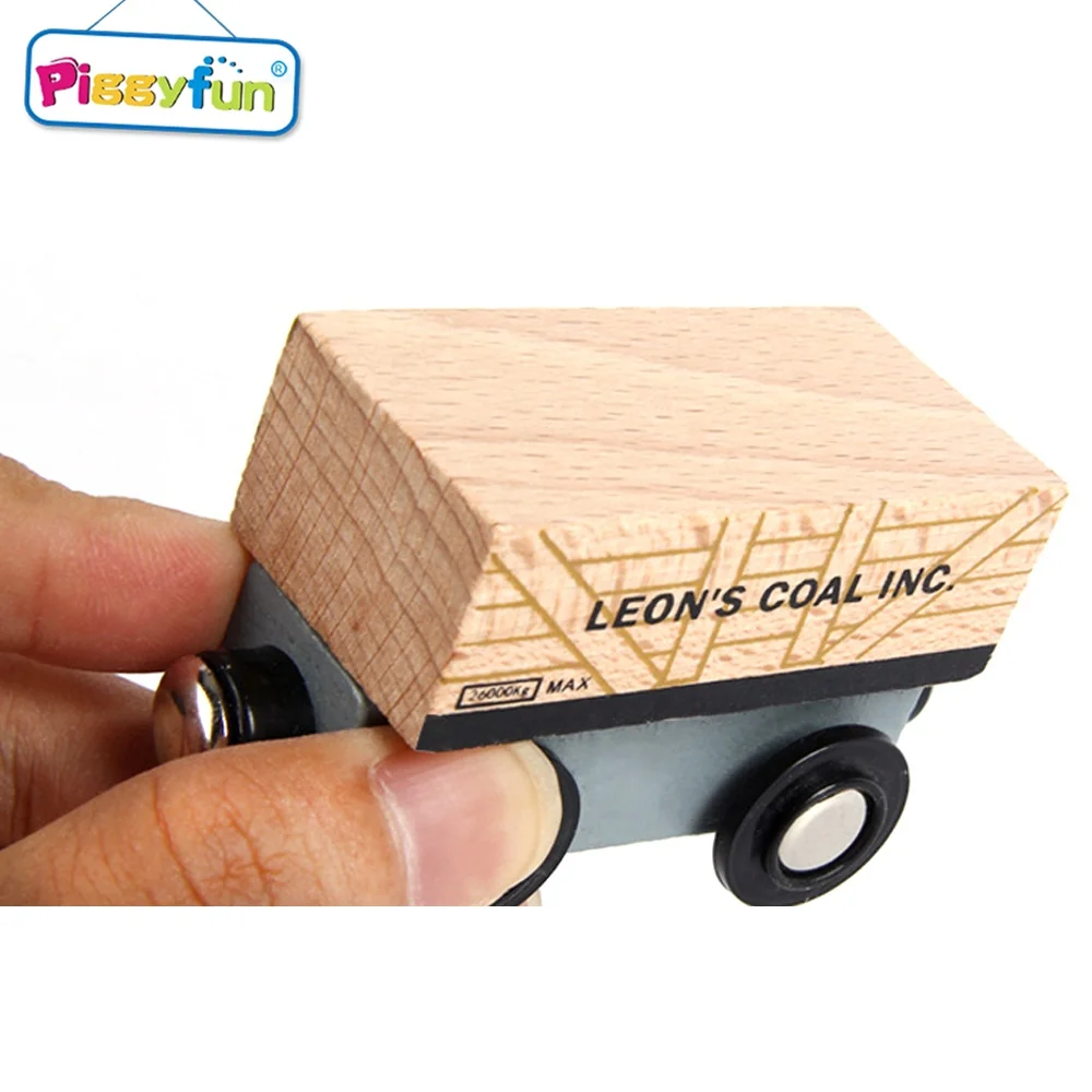 Kids educational toys cartoon wooden magnetic railway train tracks set