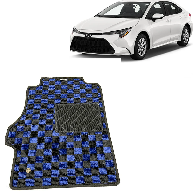 Universal Tufted Car Floor Mats with Checkered Pattern Carpet for Car with TPR Backing for all cars