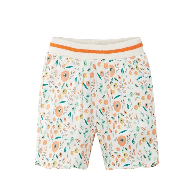 Детские тканые шорты с эластичным поясом и принтом для девочек