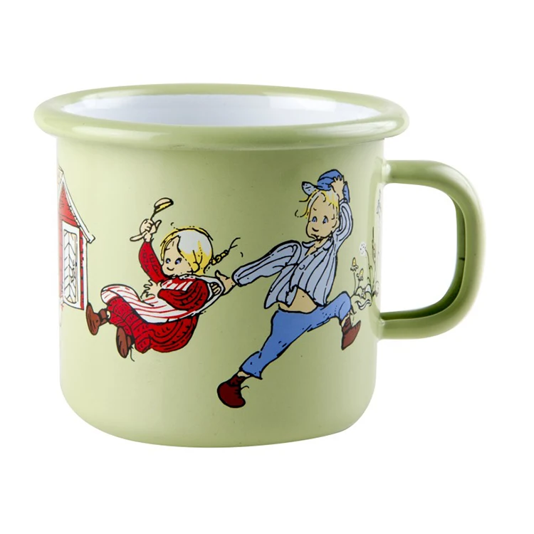 Factory Wholesale quality guarantee custom logo 7cm 14oz enamel tin steel cup for kids