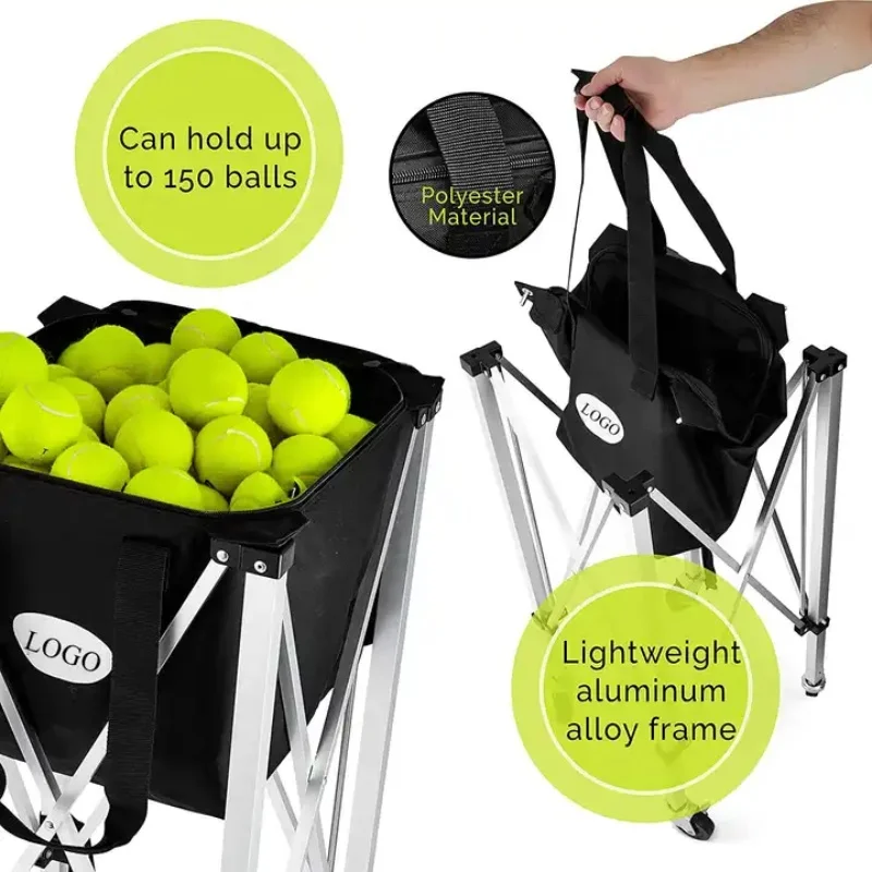 TY-1002H High Quality Movable Basketball Pick Up Cart Foldable Football Tennis Ball Basket Tennis Ball Cart With Wheel