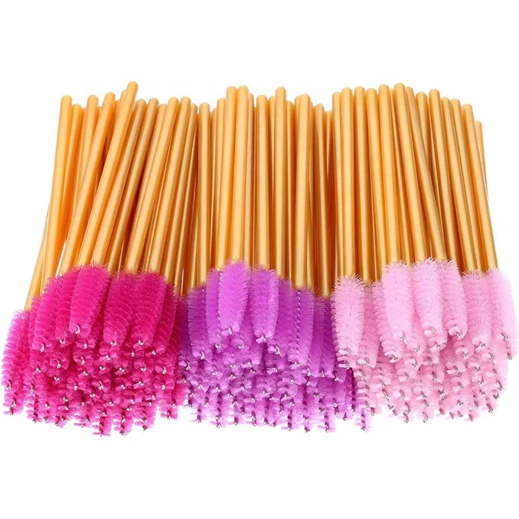 Wholesale Mini Gold And White Disposable Eyelash Applicator Mascara Brush Wands Eyelash Spoolie Brush