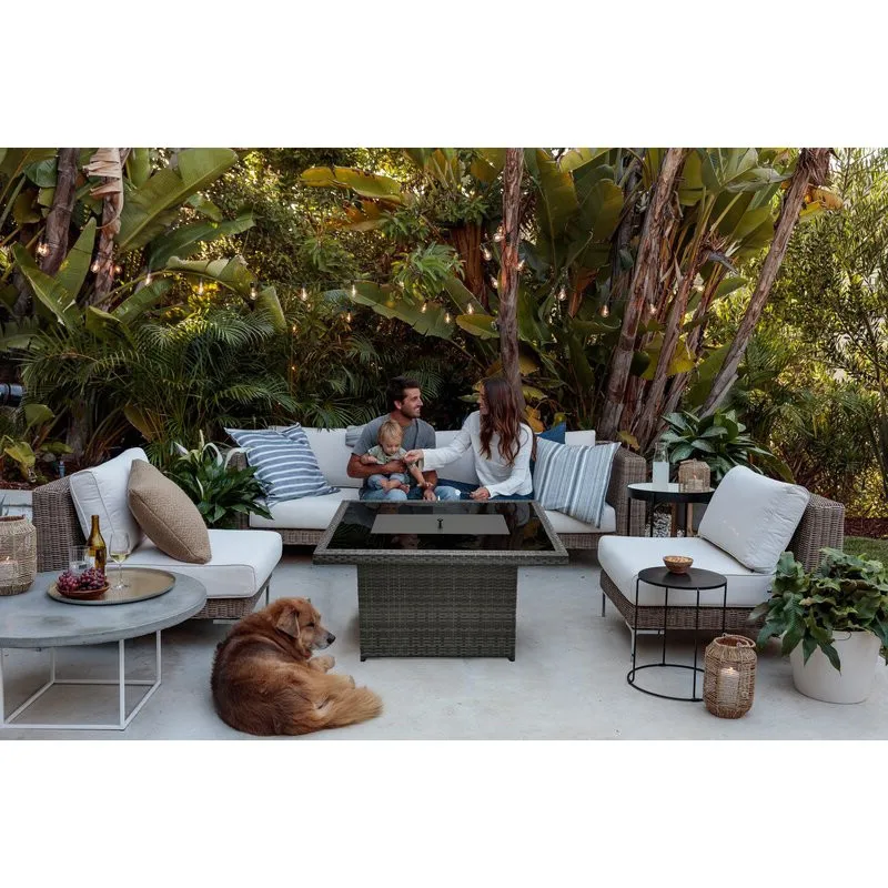 Unique Custom Luxury Rattan Table Garden Backyard System Fire Pits Patio Wicker Heating Garden Gas Fire Pits