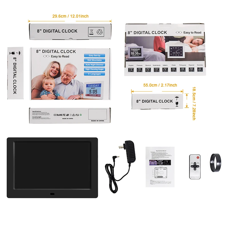 Digital Alarm Wall Clock 10.1 Inch Oem Reminder Function Abs Digital Calendar Clock