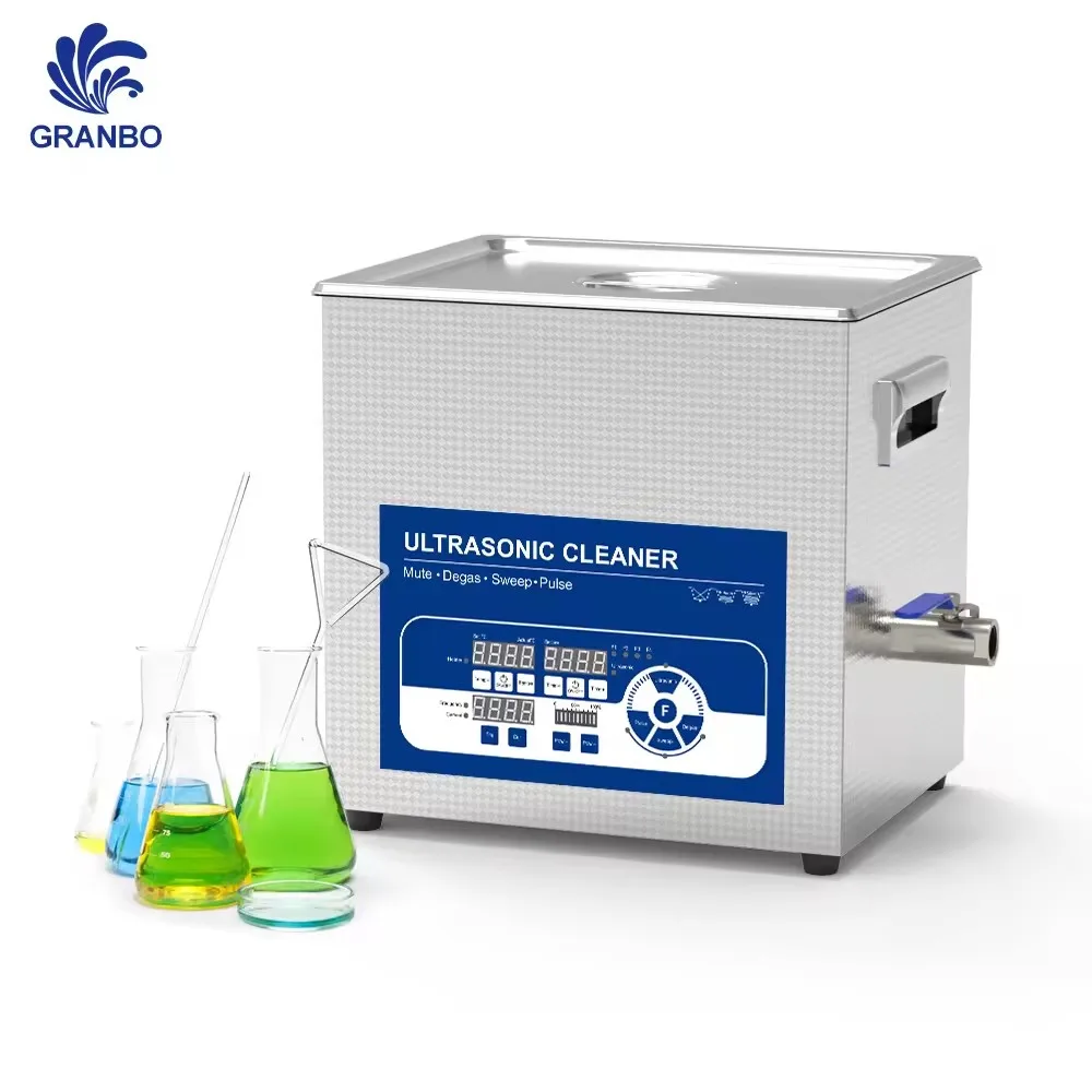 GRANBO 28/40/68/120Khz 10L Lab Ultrasonic Cleaner Machine with Mute Sweep Pulse Degas Timer Heater Power Function Washing Bath