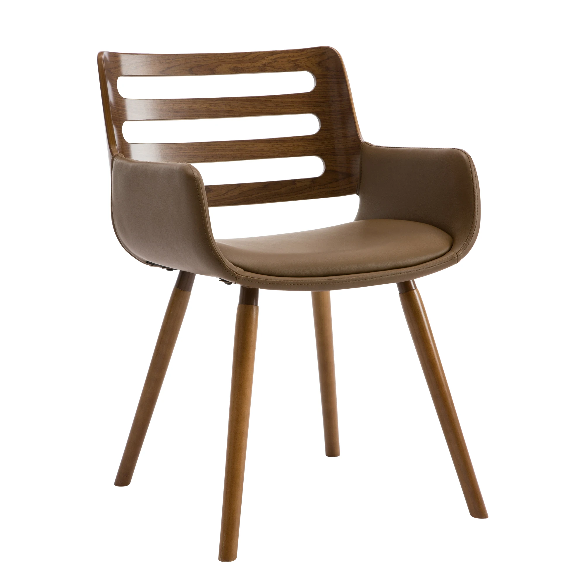High Quality Vintage Breathable Solid Wood Backrest and PU Leather Upholstered Seat Dining Chair
