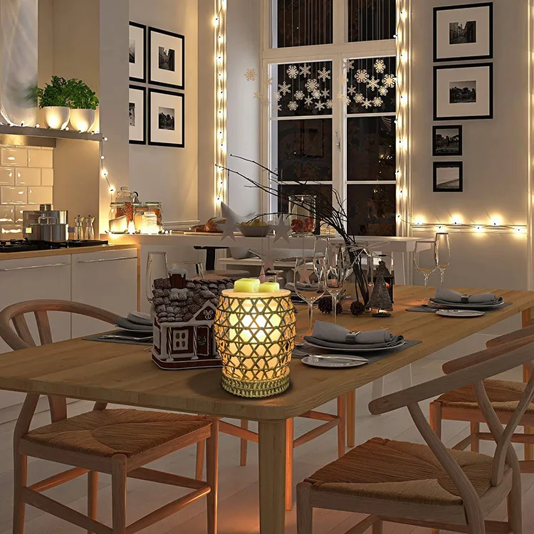 
2021 Handmade bamboo and rattan aromatherapy lampessential oil lamp for bedroom Fragrance Oil Night Light 