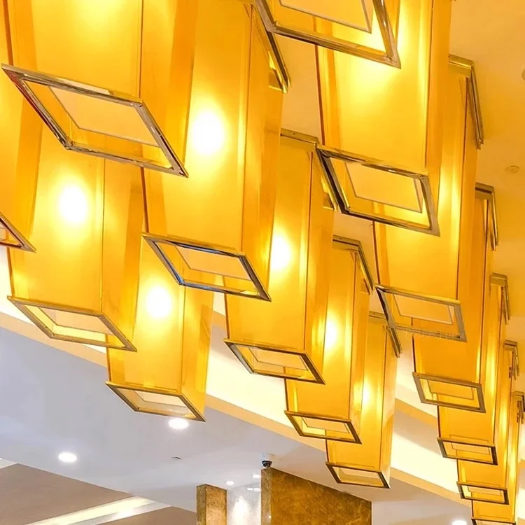 Jansoul fancy luxury acrylic  glass big decoration chandelier for lobby of the hotel hallway villa wedding meeting room