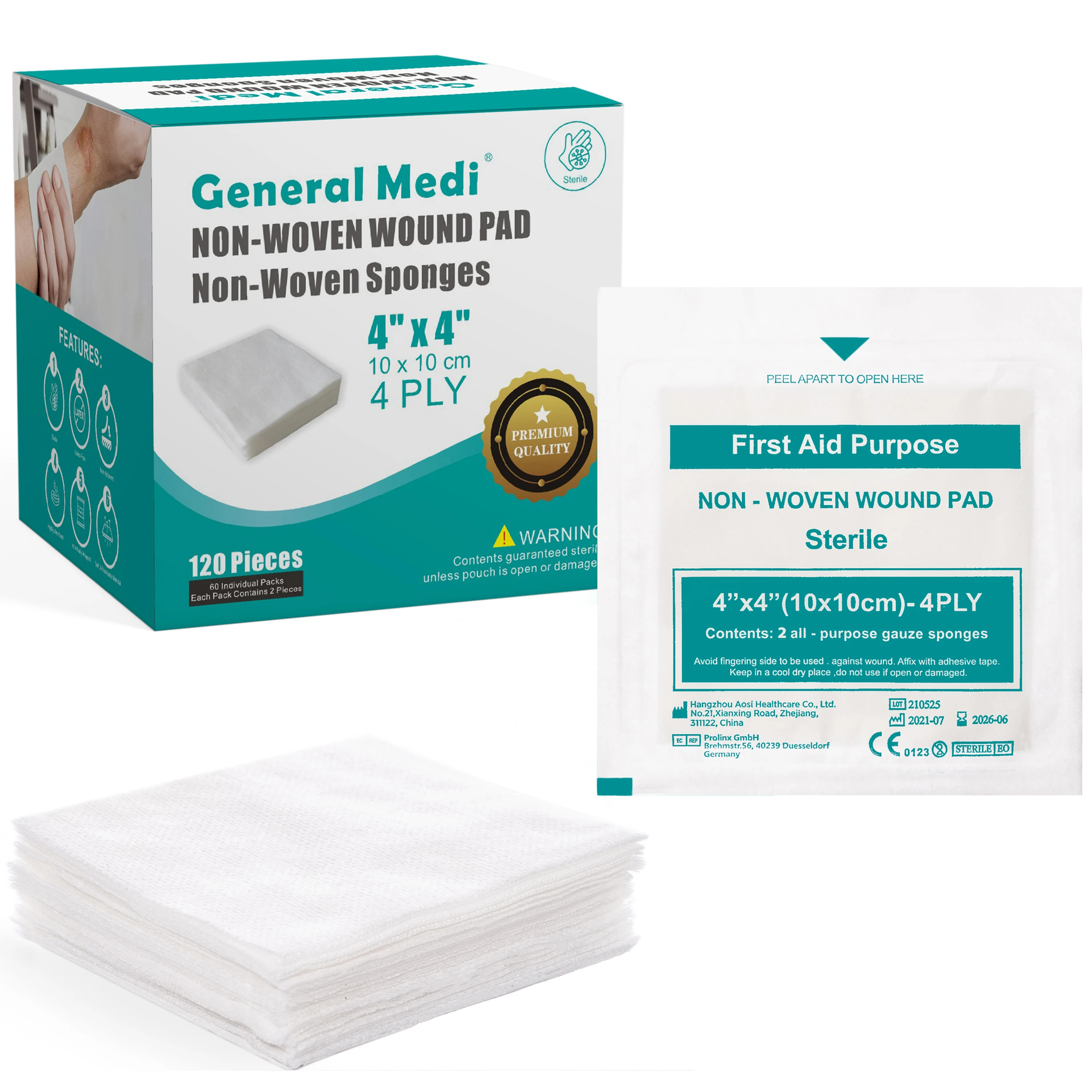 factory cheap price medical compresses sterile disposable wound pad swab non woven gauze swab