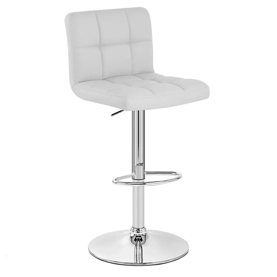 2023 Eu Warehouse Modern Kitchen Counter Chair Set Steel Frame Bar Chairs Height Adjustable White Bar Stools with Footrest