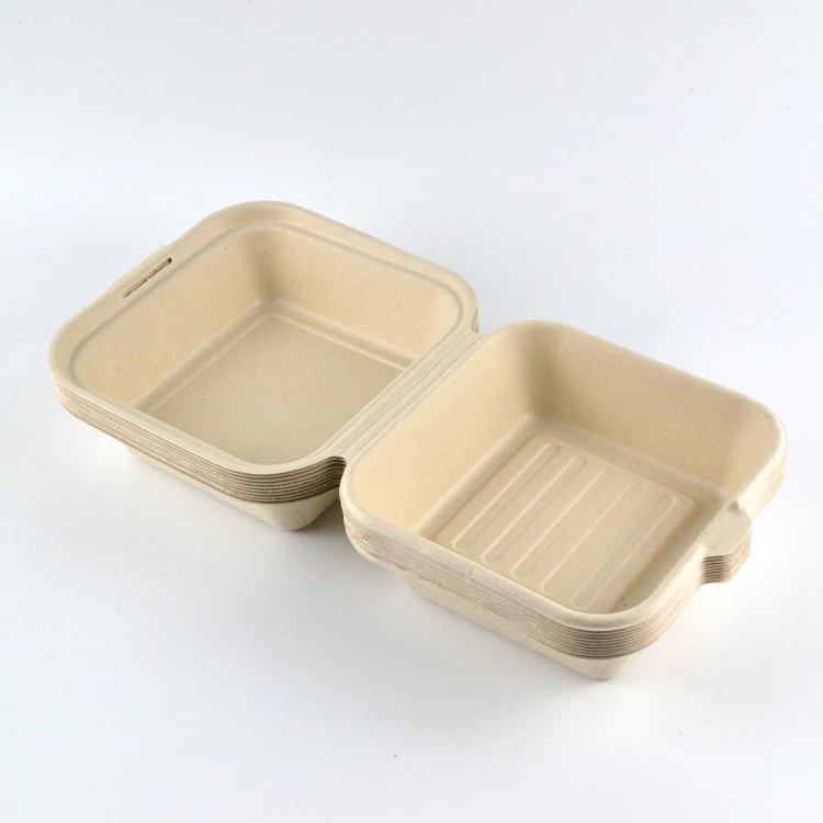 Disposable Compostable Bagasse Tableware Sugarcane Clamshell Food Container Sugar Cane Tableware