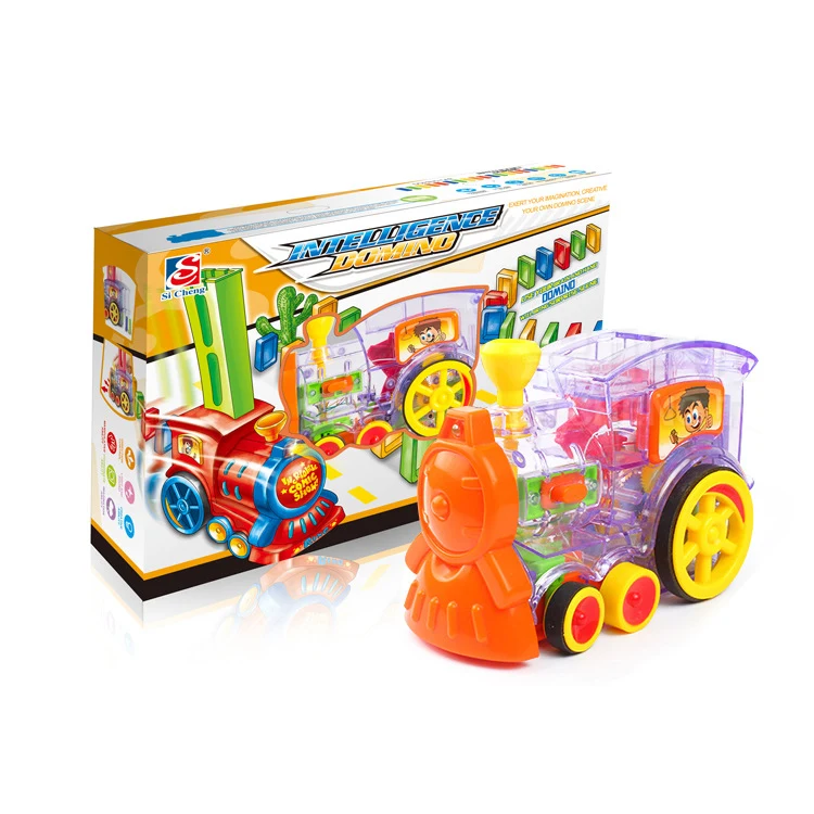 Domino Train Dominoes Game Electric Train Kids Toy Building and Stacking Toy Car Vehicle Model Toy