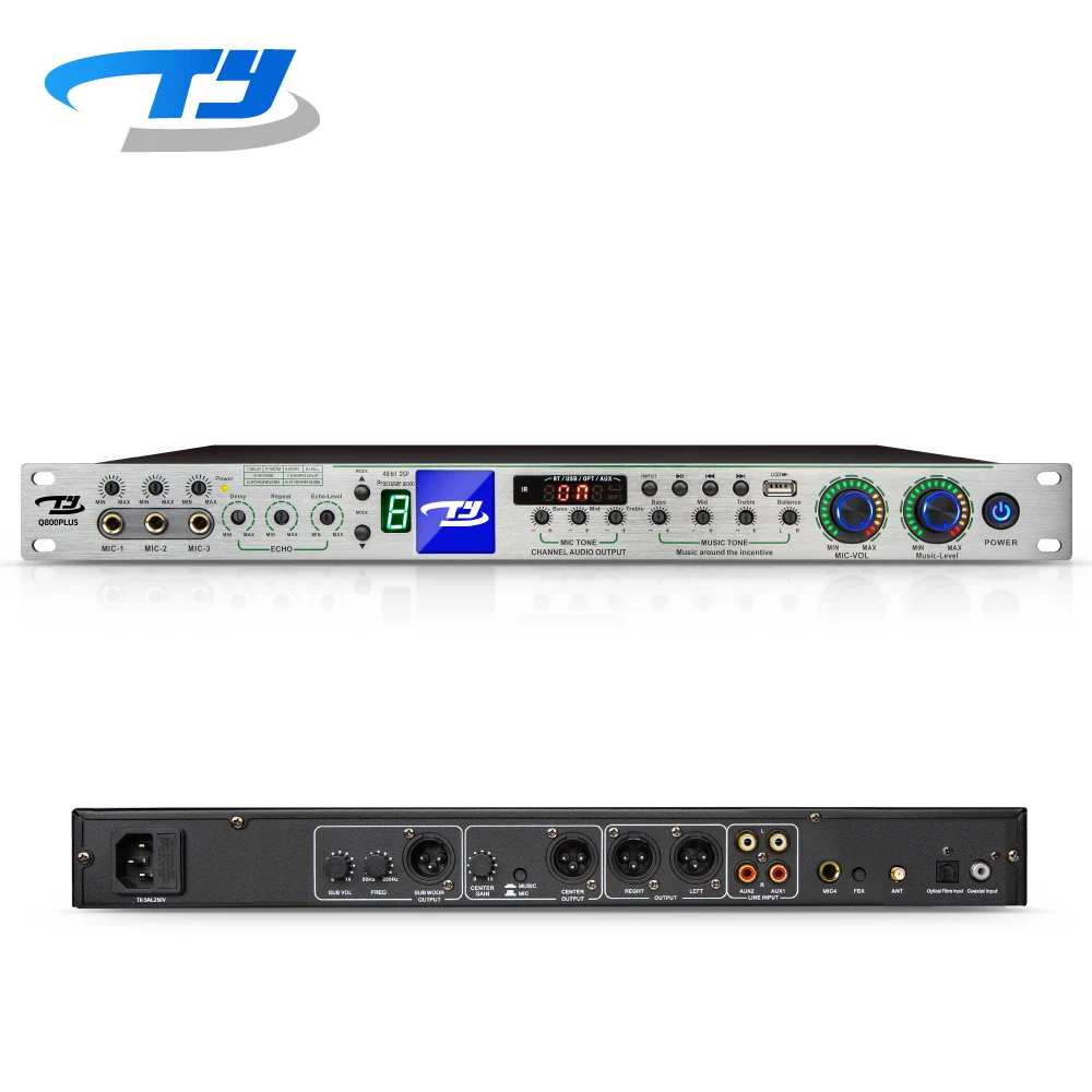 TianYin Q800Plus Digital DJ KTV Karaoke Player Mixer Reverb Echo USB Stage Studio Audio Effects Processor