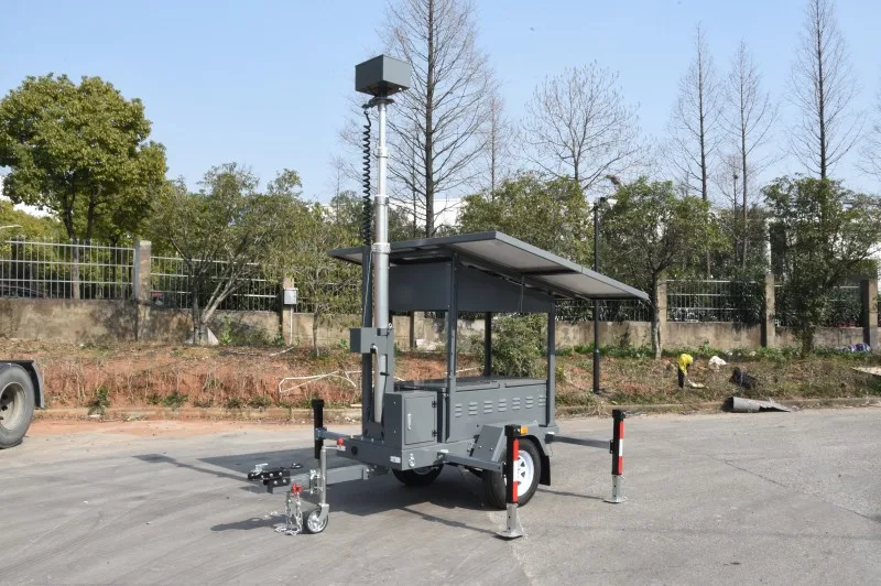 4G 5G Starlink Mobile CCTV Trailer Hybrid Solar Tower With Charger And Inverter