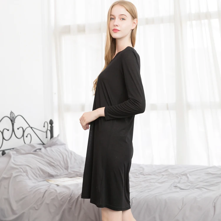 New silk v-neck nightgown pajamas big yards long sleeve long thin household to take