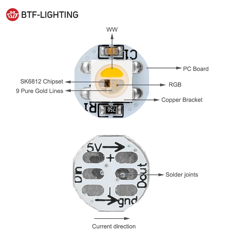 Circle board WS2812B smd led chip SK6812 rgbw rgbww rgbnw