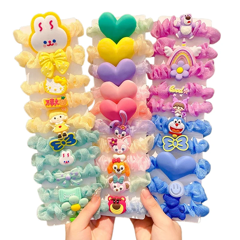 Fashion 5pcs /set   hair scrunchies for children  sweet cartoon  hair ring kids hair accessories set