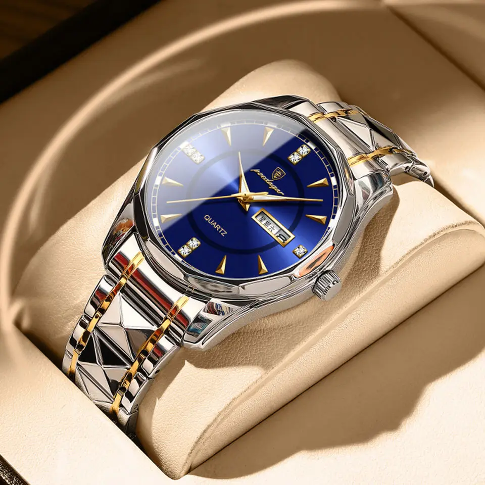 Часы наручные Relojes Мужские кварцевые, модные брендовые Роскошные водонепроницаемые, из нержавеющей стали