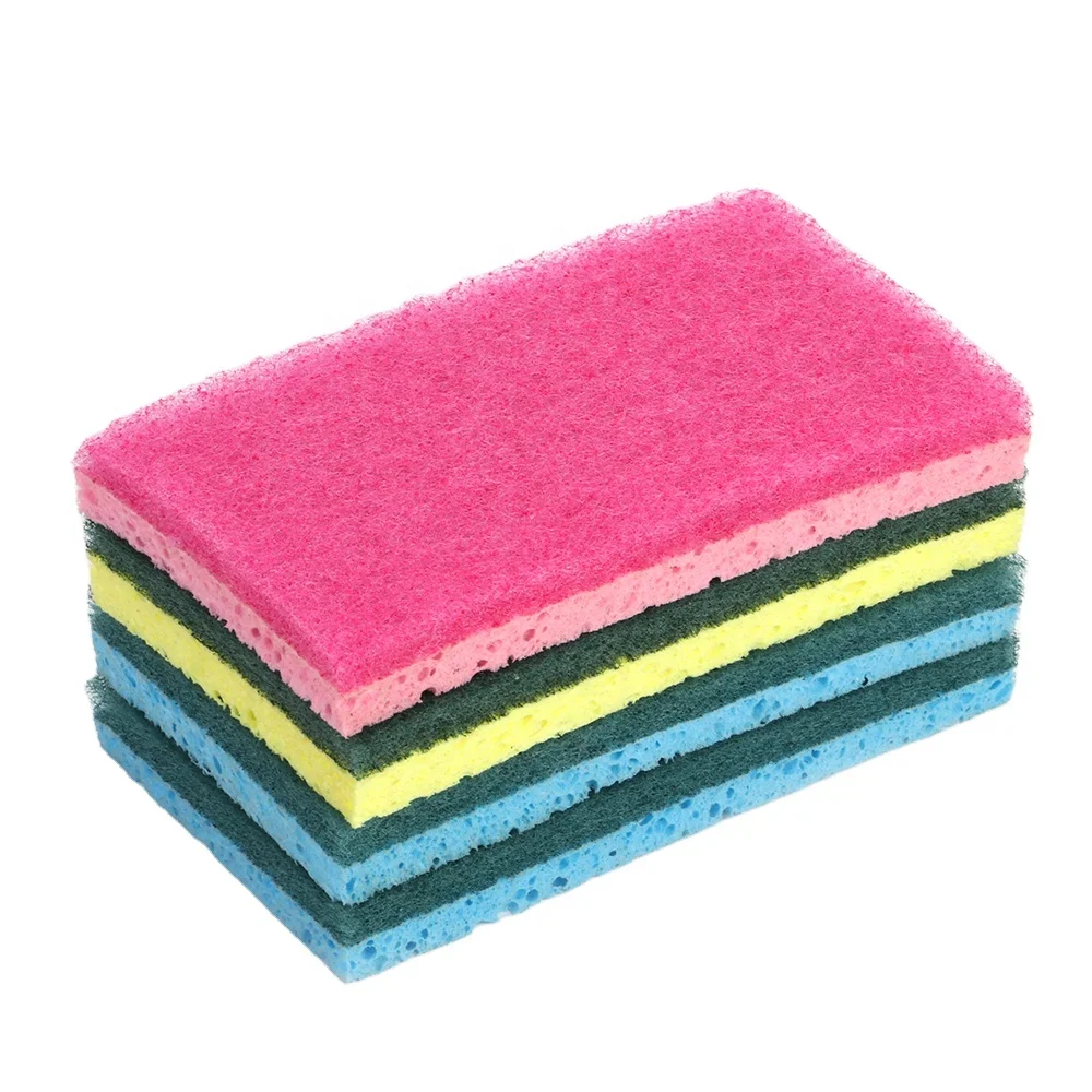 Супер Горячая оптовая продажа Красочные Желтые Нейлоновые Целлюлозные кухонные губки для очистки Салфетки