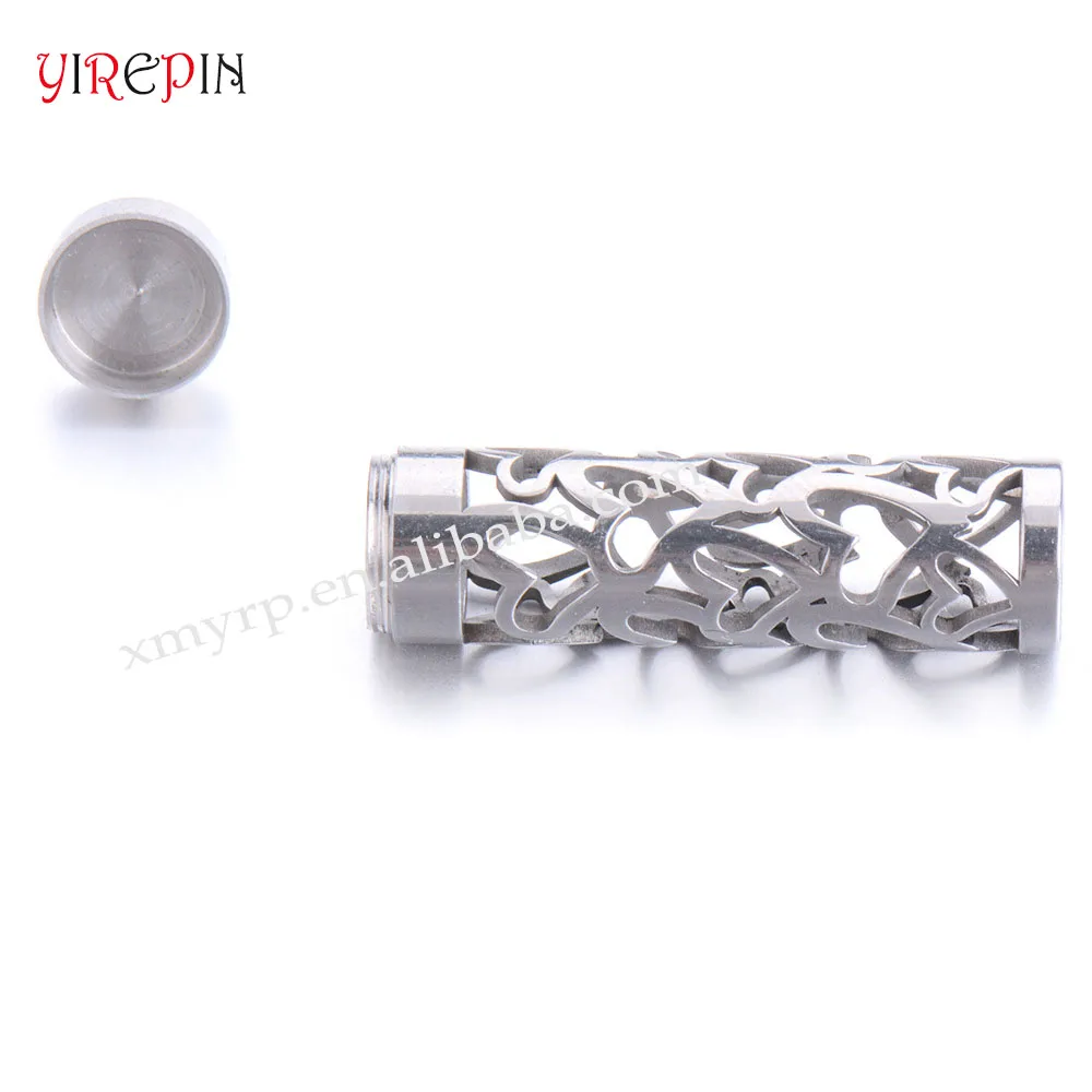 Stainless Steel Hollow Cylinder Couple Necklace Gift Jewelry Aromatherapy Perfume Essential Oil Diffuser Bottle Necklace