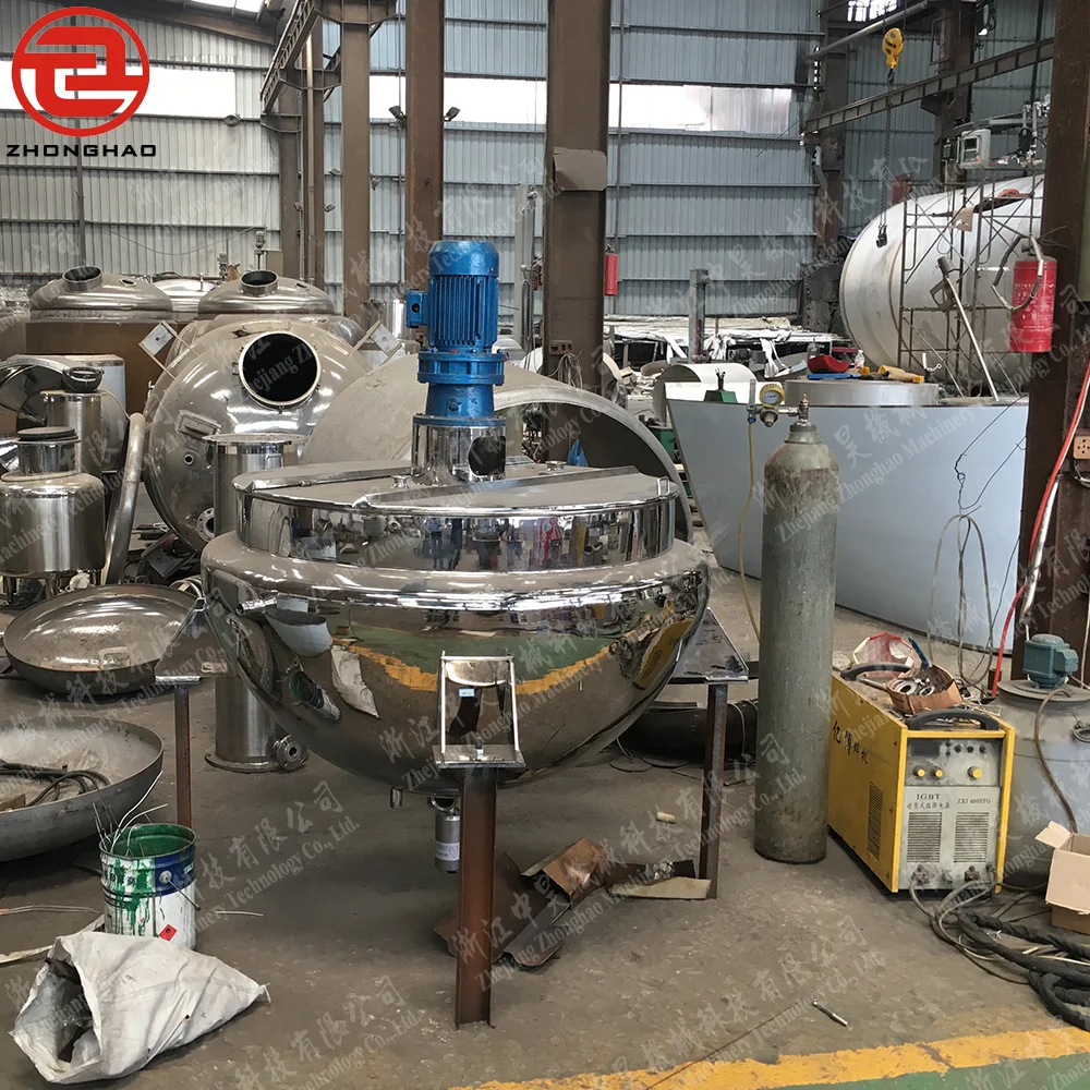 Fixed stainless steel sugar machine interlayer kettle with agitator and safety valve for jam