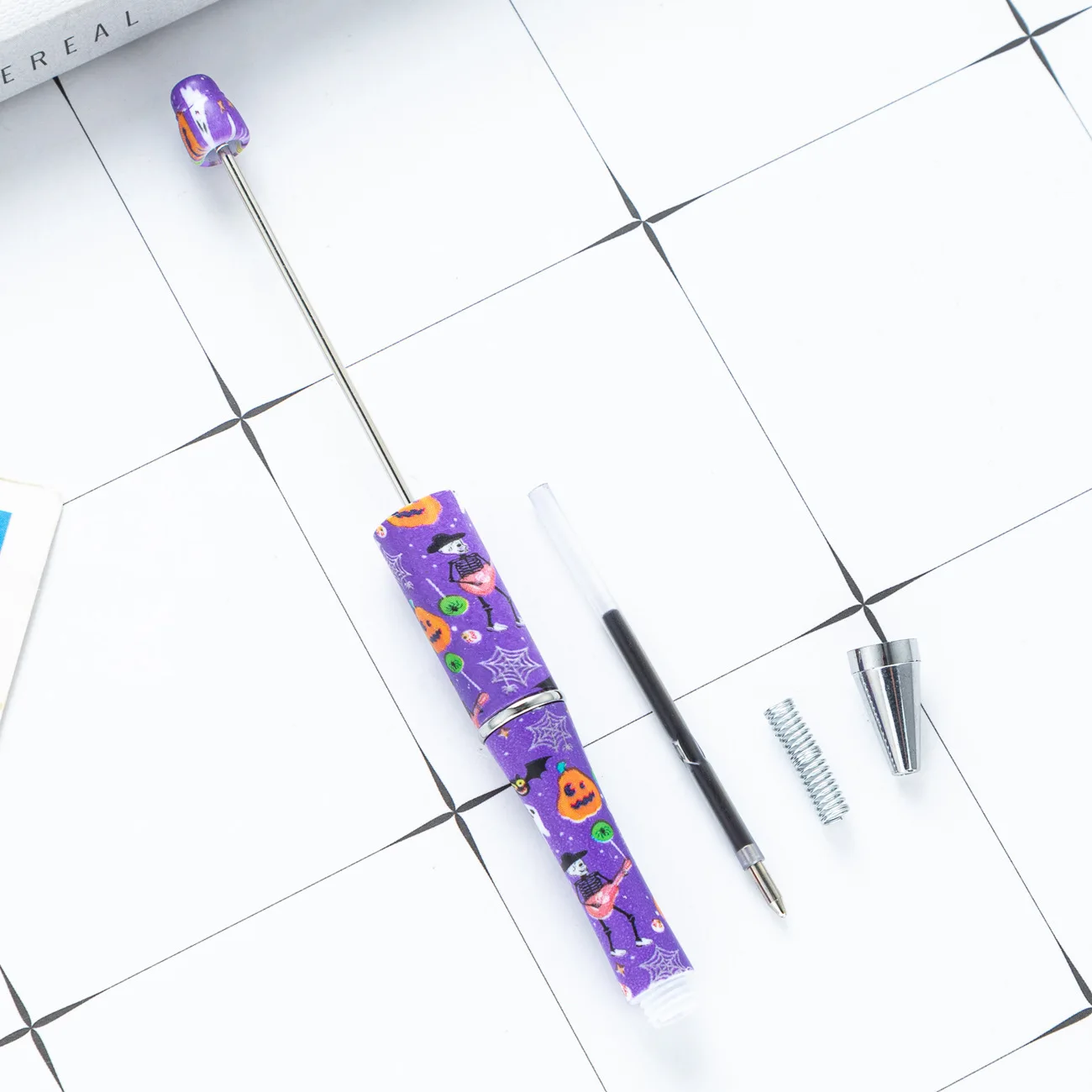 Personalized Christmas Beadable Pens - Bulk Black Ink Ballpoint DIY Pen for Teachers, Students, Office Supplies