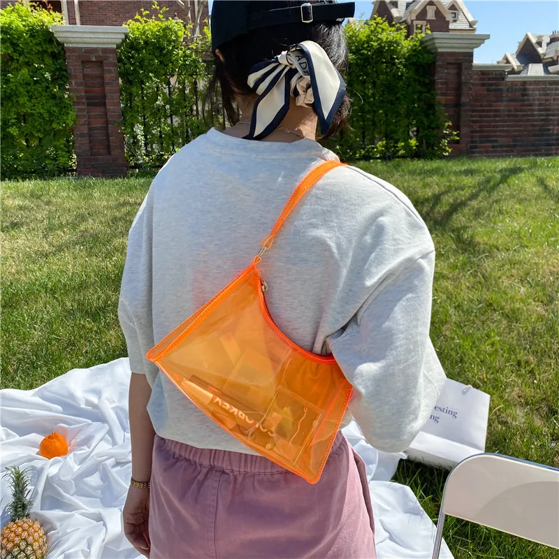 Customized Logo Bags Waterproof Clear PVC Jelly Beach shoulder Bag For Women